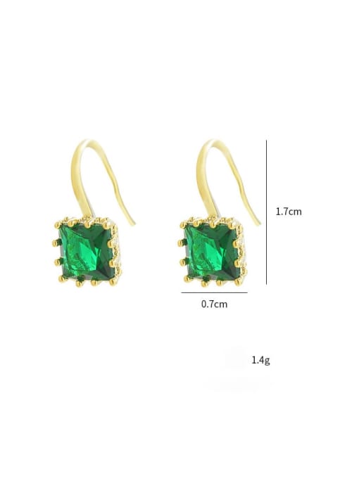 YOUH Brass Cubic Zirconia Green Geometric Dainty Stud Earring 3