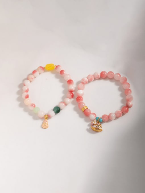 ACCA Brass Natural Stone Multi Color Horse Cute Handmade Beaded Bracelet 2