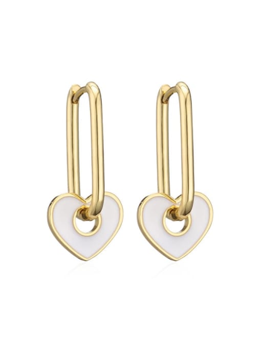 40772 Brass Cubic Zirconia Heart Vintage Huggie Earring
