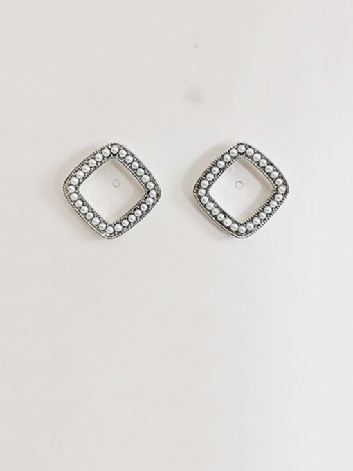 White K Copper Cubic Zirconia Geometric Minimalist Stud Trend Korean Fashion Earring