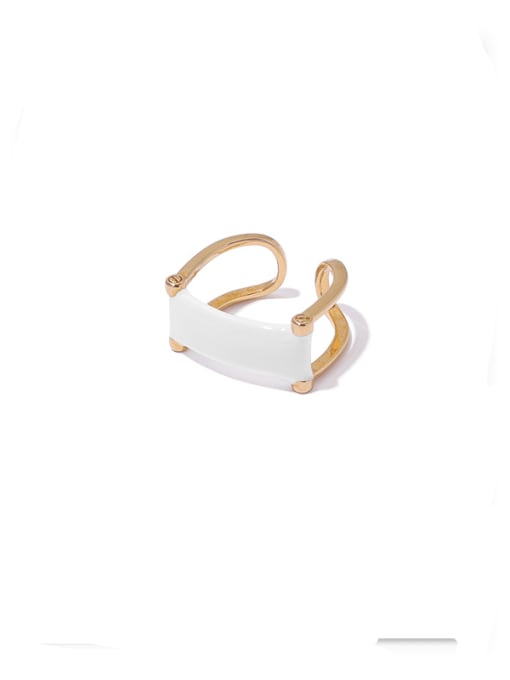 Square oil dripping ring Brass Enamel Geometric Minimalist Stackable Ring