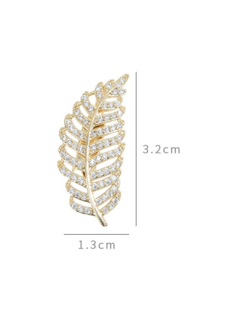 YOUH Brass Cubic Zirconia Feather Statement Brooch 1