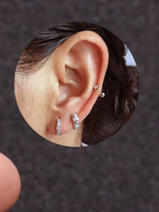 HISON Brass Cubic Zirconia Round Minimalist Single Earring 1