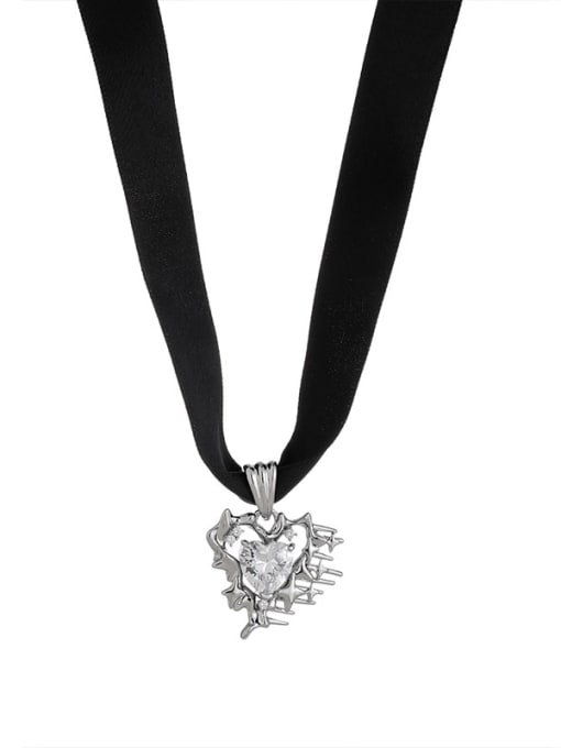 TINGS Brass Cubic Zirconia Heart Hip Hop Necklace 0