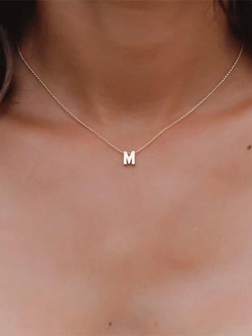 Desoto Titanium Letter Minimalist Initials Pendant Necklace 0