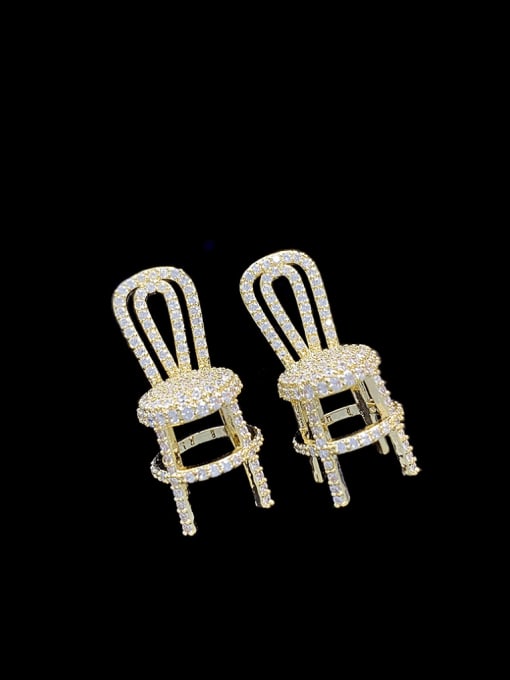golden Brass Cubic Zirconia Irregular Luxury Drop Earring