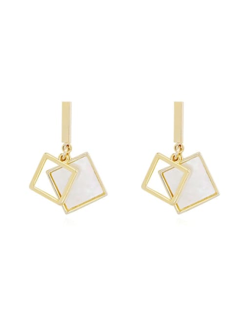 14K gold Copper Shell Geometric Minimalist Drop Trend Korean Fashion Earring