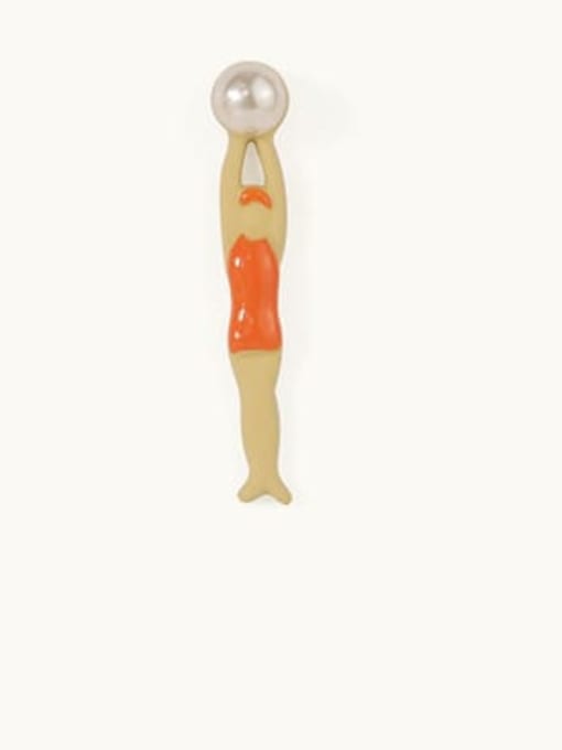 Five Color Alloy Enamel Irregular Cute gymnastics villain asymmetrical pearl  Stud Earring 2