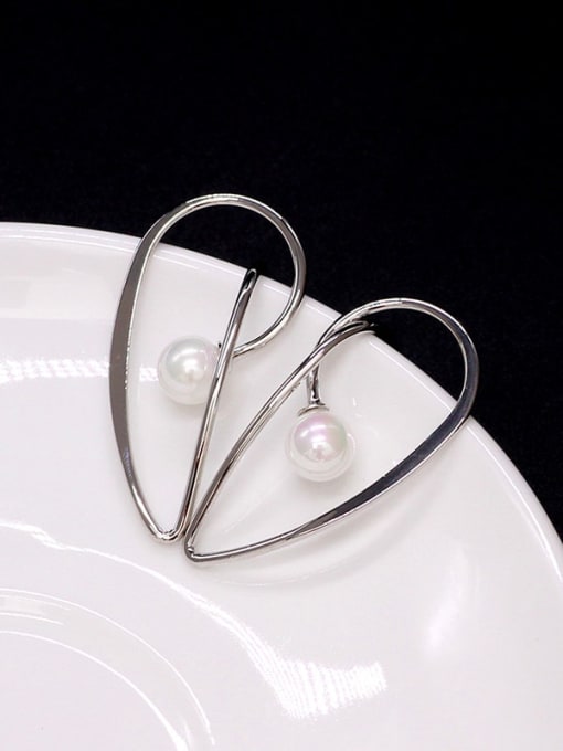 HYACINTH Copper Imitation Pearl Heart Minimalist Drop Trend Korean Fashion Earring 1