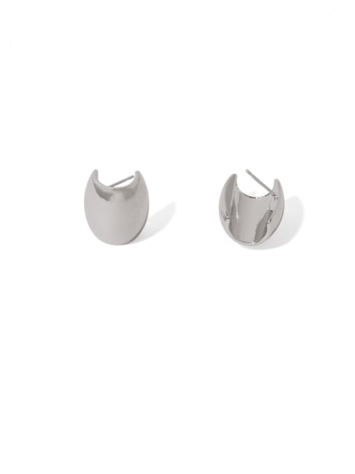 ACCA Brass Irregular Vintage  Smooth curved Stud Earring (single) 2
