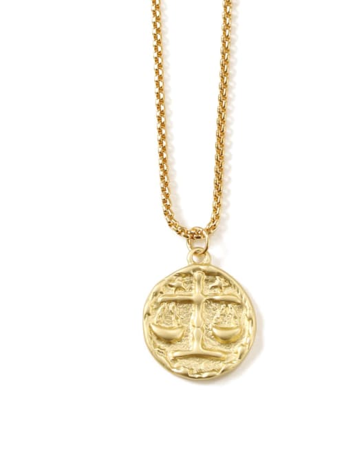libra Brass coin Minimalist Twelve constellations Pendant Necklace