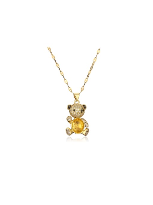 AOG Brass Cubic Zirconia Bear Dainty Necklace 0