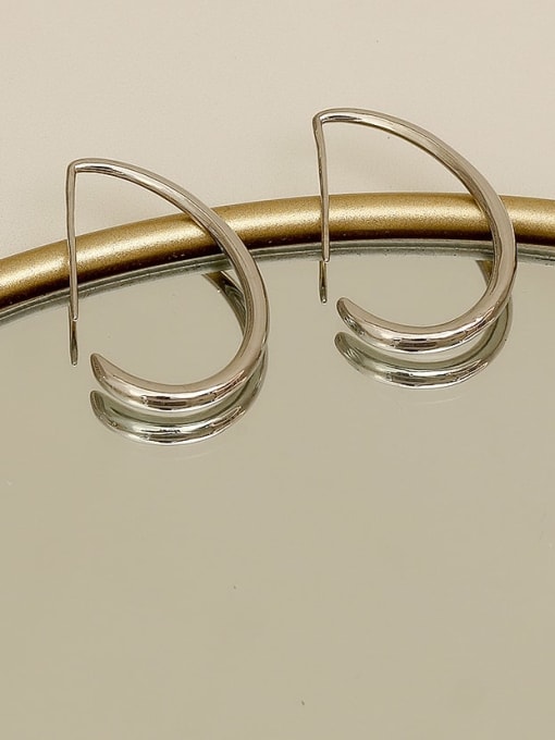 HYACINTH Brass  smooth Geometric Minimalist Hook Trend Korean Fashion Earring 2