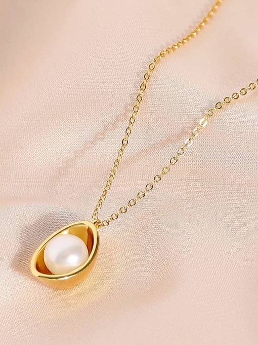 HYACINTH Brass Imitation Pearl Irregular Minimalist Necklace