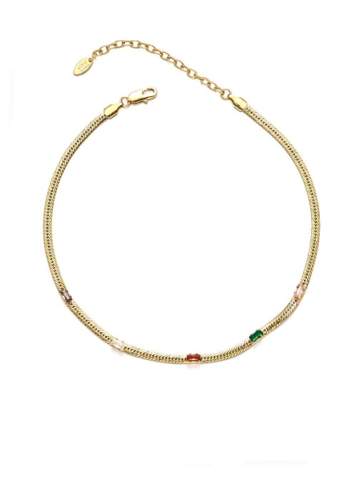 Colored  necklace Brass Cubic Zirconia Geometric Minimalist Necklace