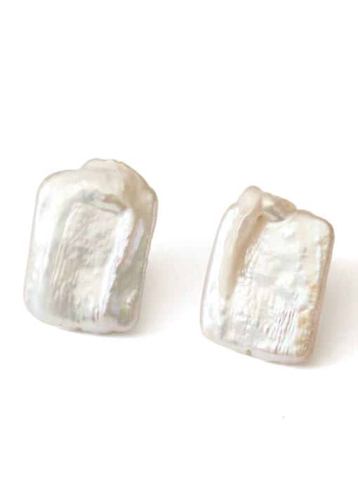 ACCA Brass Freshwater Pearl Geometric Minimalist Stud Earring 3