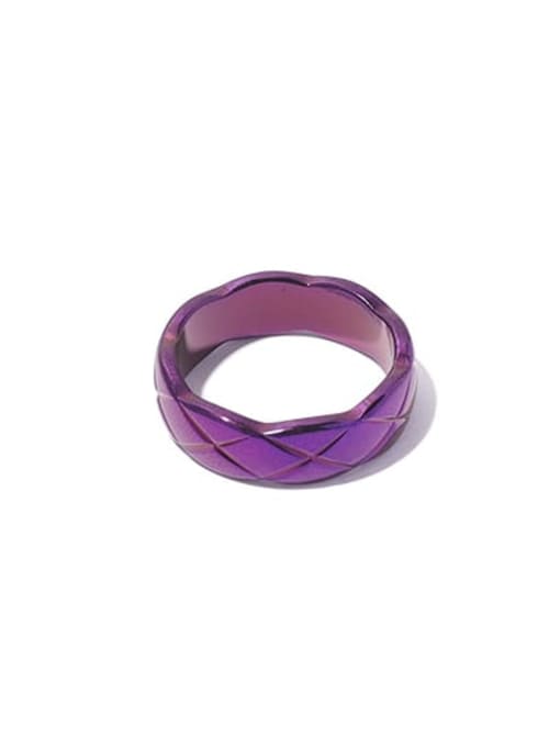 Narrow Purple Titanium Steel Enamel Geometric Minimalist Band Ring