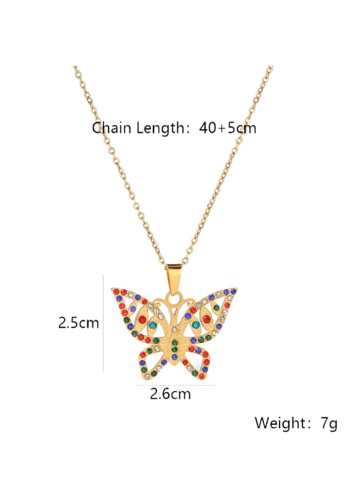 AOG Titanium Steel Cubic Zirconia Hip Hop Butterfly Earring and Necklace Set 2