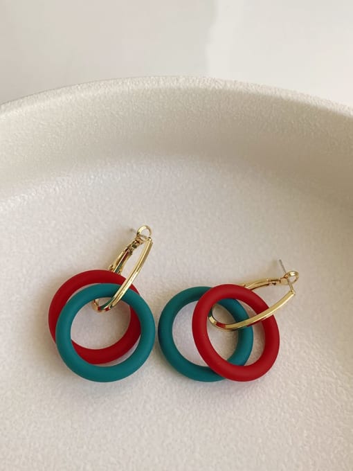 Blue red contrast Alloy Resin Round Vintage Contrasting colors Huggie Earring/Multi-color optional