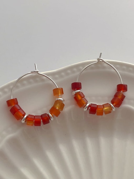 G166 Amber Earrings Zinc Alloy Acrylic Geometric Vintage Hoop Earring