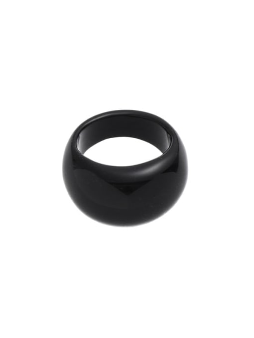 Black agate ring Brass Geometric Minimalist Band Ring