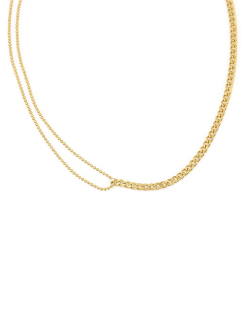 gold Titanium Steel  Asymmetry Hollow Geometric  Chain Minimalist Necklace