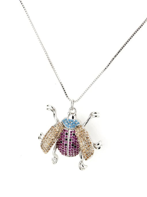 renchi Brass Cubic Zirconia Insect Cute Necklace 3