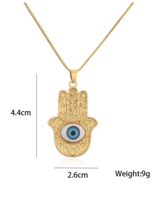 AOG Brass Enamel Evil Eye Vintage Palm Pendant Necklace 1
