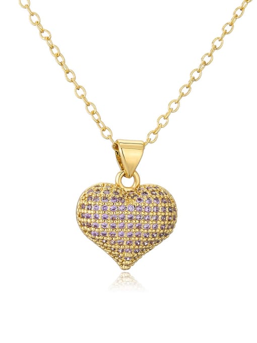 22087 Brass Cubic Zirconia Heart Hip Hop Necklace