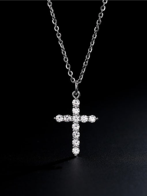 AOG Brass Cubic Zirconia Cross Vintage Regligious Necklace 2