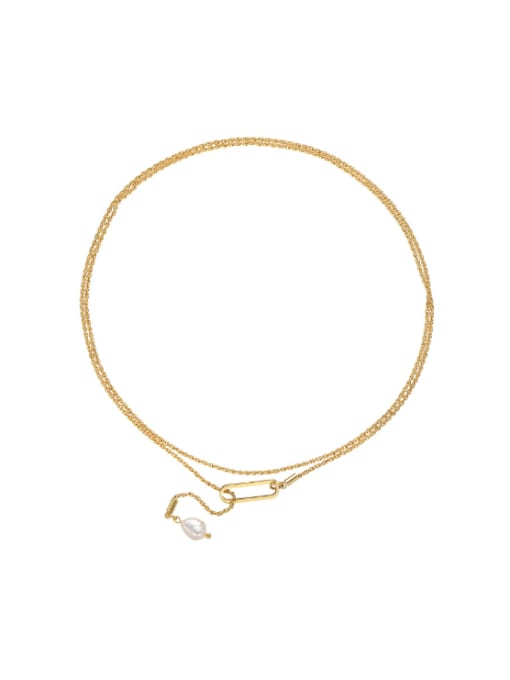 golden Brass Tassel Minimalist Long Strand Necklace