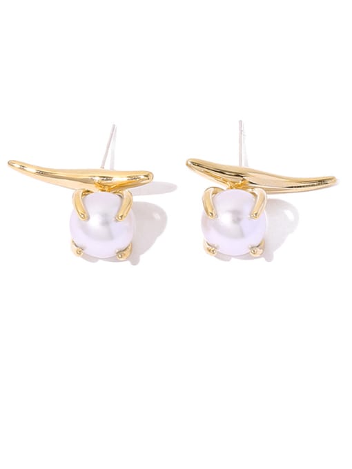 Imitation pearl earrings Brass Imitation Pearl Geometric Vintage Stud Earring