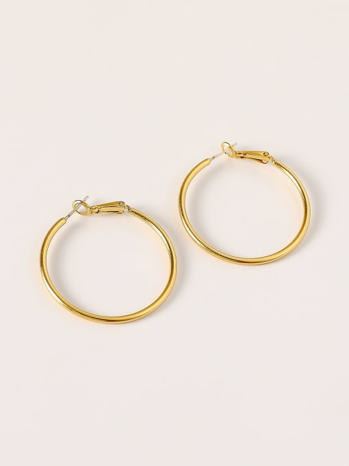 HYACINTH Brass Round Minimalist Hoop Trend Korean Fashion Earring 3