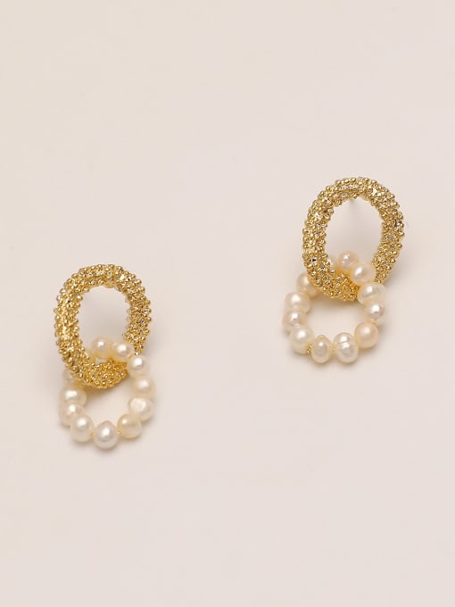 14k Gold Brass Cubic Zirconia Geometric Ethnic Drop Trend Korean Fashion Earring
