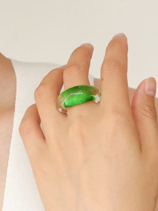 Five Color Hand Green Glass   Geometric Trend Band Ring 3