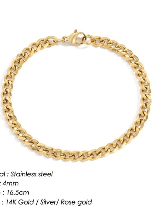 Gold 4mm 16.5cm Stainless steel Irregular Vintage Link Bracelet