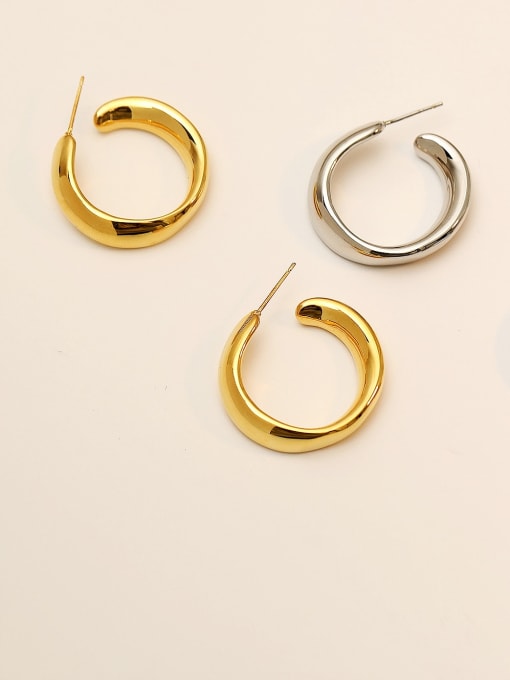HYACINTH Brass Smooth Geometric Minimalist Hoop Trend Korean Fashion Earring 2