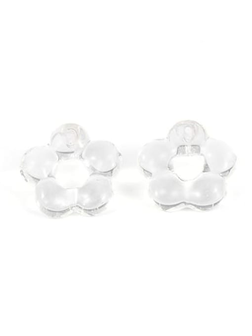 Transparent white Earrings Hand Glass  Flower Minimalist Stud Earring