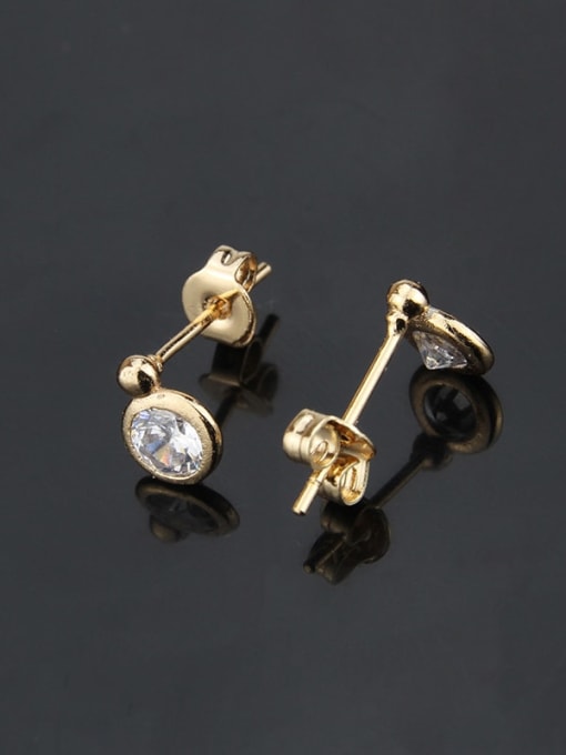 renchi Brass Cubic Zirconia Round Minimalist Stud Earring 3
