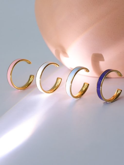Five Color Brass Enamel Geometric Minimalist Band Ring 2