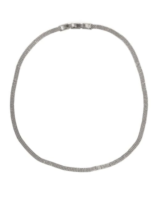 Platinum Wide Necklace Brass Geometric chain Vintage Necklace