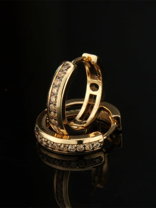 Gold Plated zircon Brass Cubic Zirconia Round Dainty Hoop Earring