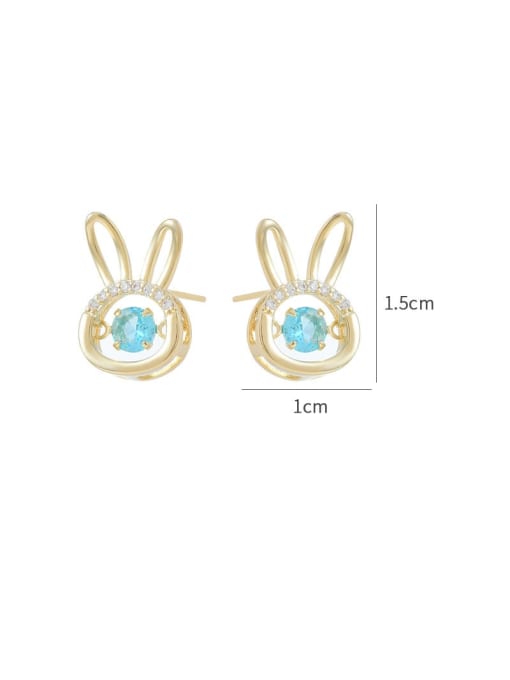 YOUH Brass Cubic Zirconia Rabbit Dainty Stud Earring 2