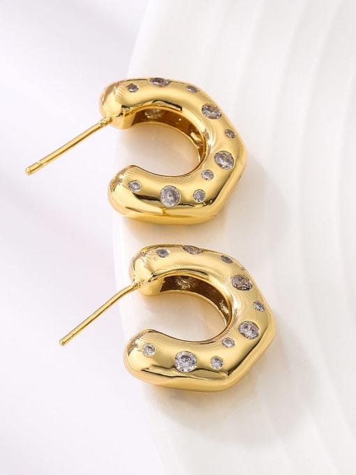 AOG Brass Cubic Zirconia Geometric Trend Hoop Earring 1