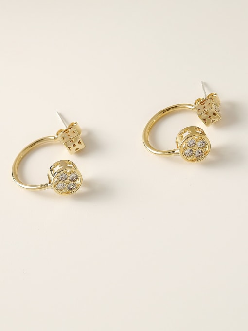 14k Gold Brass Cubic Zirconia Geometric Vintage Hook Trend Korean Fashion Earring