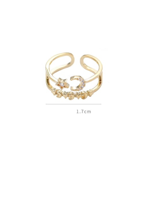 YOUH Brass Cubic Zirconia Star Dainty Band Ring 2