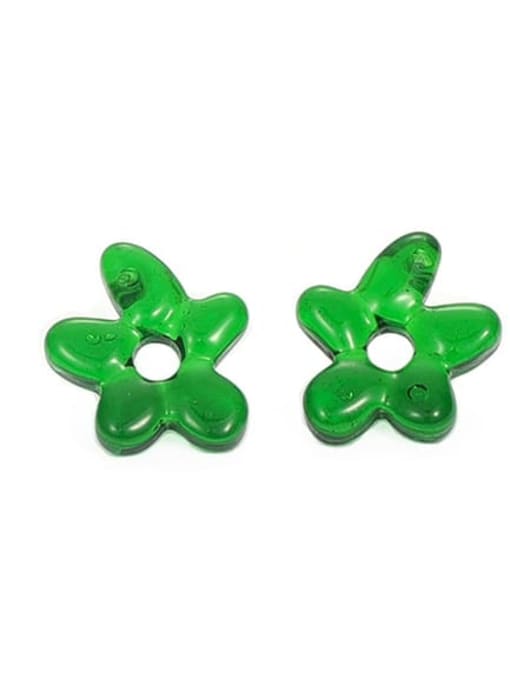 Green Hand Glass Multi Color Flower Minimalist Stud Earring