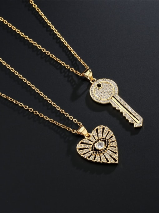 AOG Brass Cubic Zirconia Vintage Key Pendant  Necklace 1