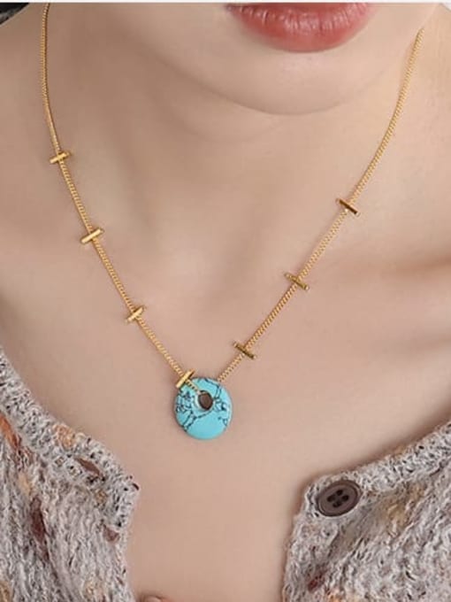 ACCA Brass Turquoise Geometric Vintage Necklace 1