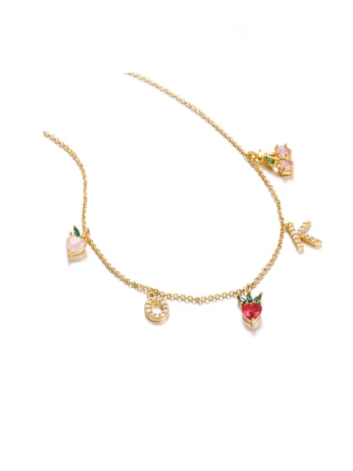 OK combination Brass Cubic Zirconia Multi Color Friut Diy Cute Necklace